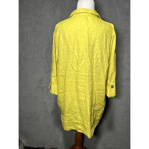 John Mark Women’s L Chartreuse 100% Linen Tunic - Picture 4 of 11